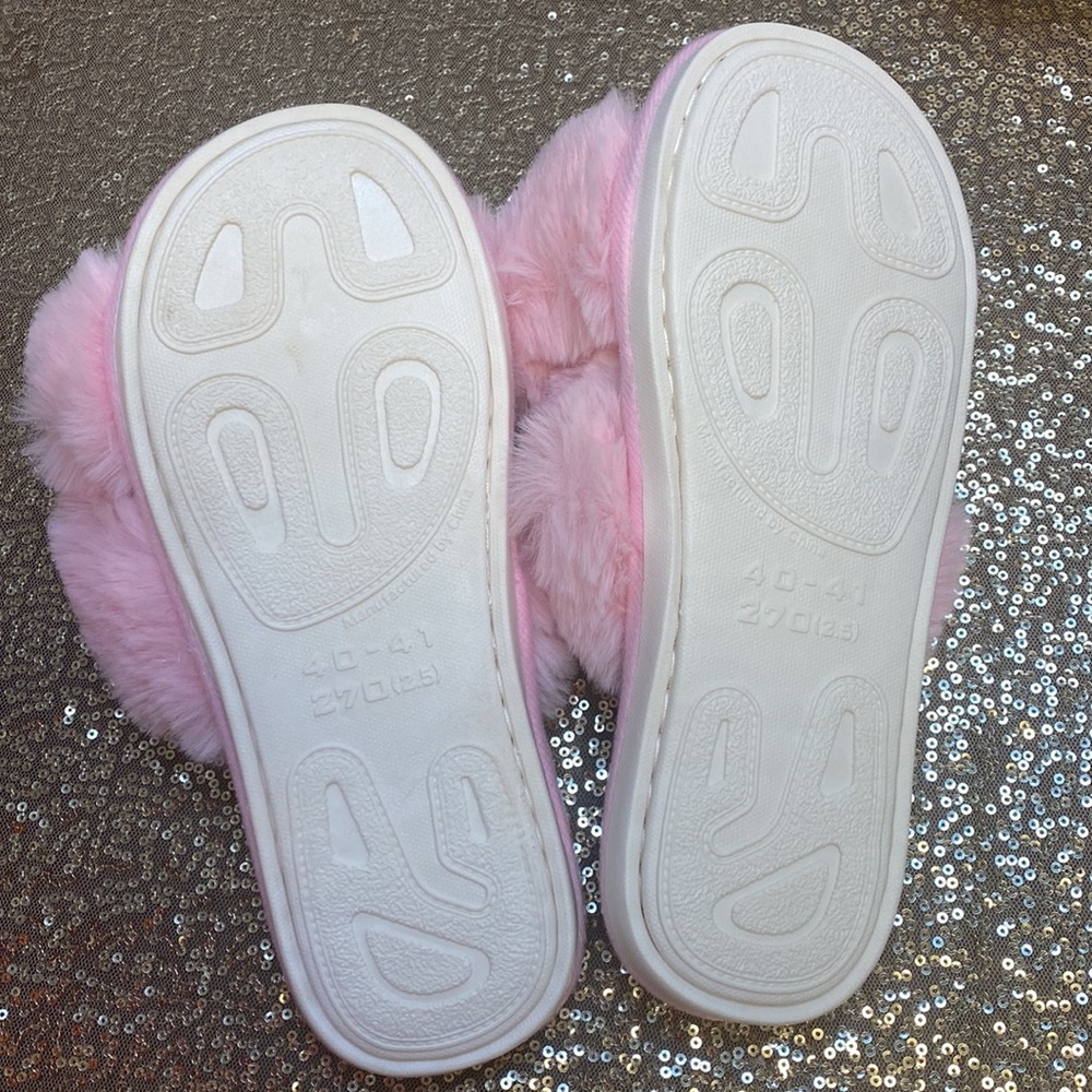 Pink Fluffy Slippers - New with tags! Multiple sizes - Picture 2 of 3